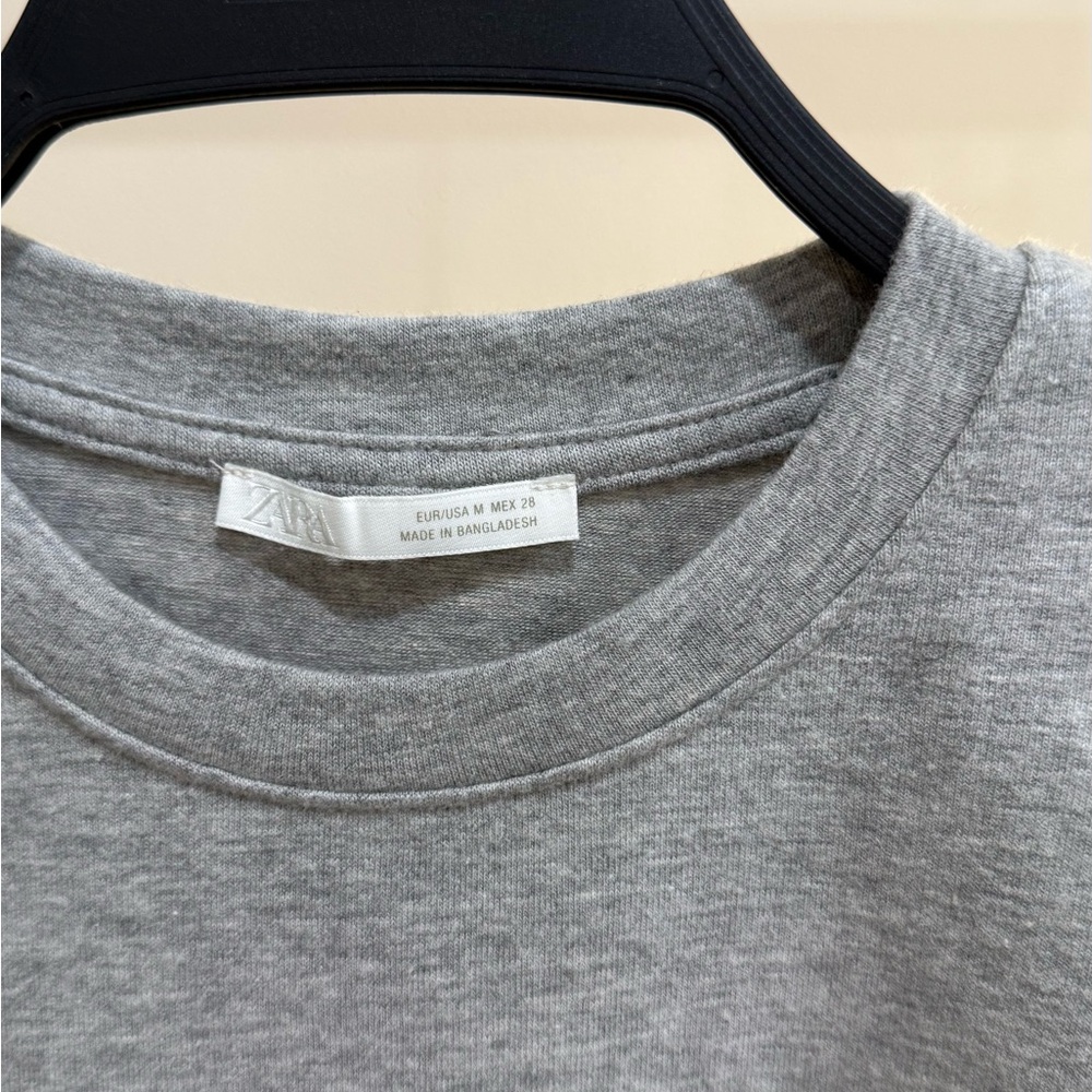 ZARA Grey Cropped Long Sleeve Top Size M - Picture 3 of 4